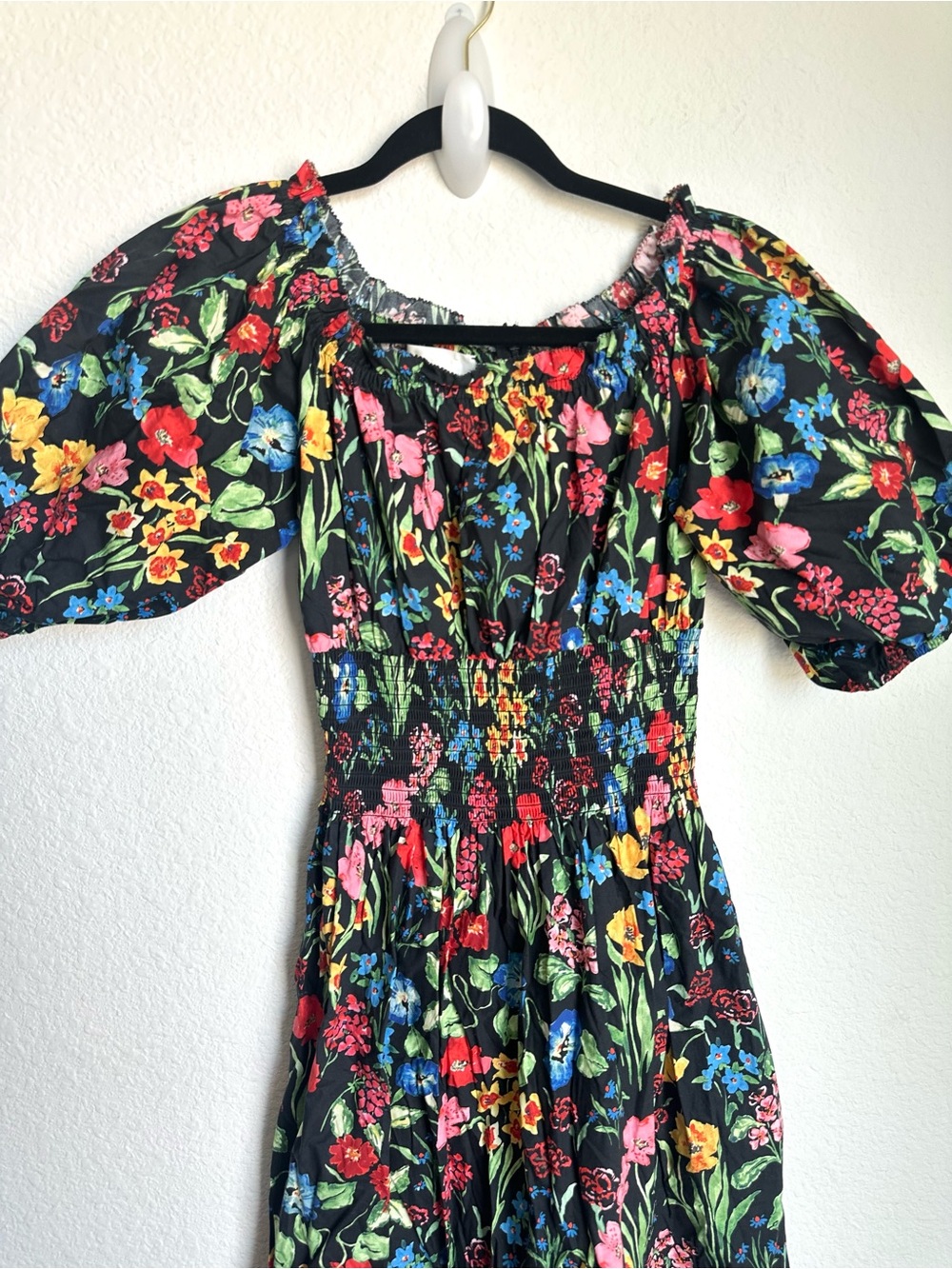 Cara Cara Mimi Floral Bold Garden Print Dress Puff Sleeve XS off the shoulder - Picture 5 of 15